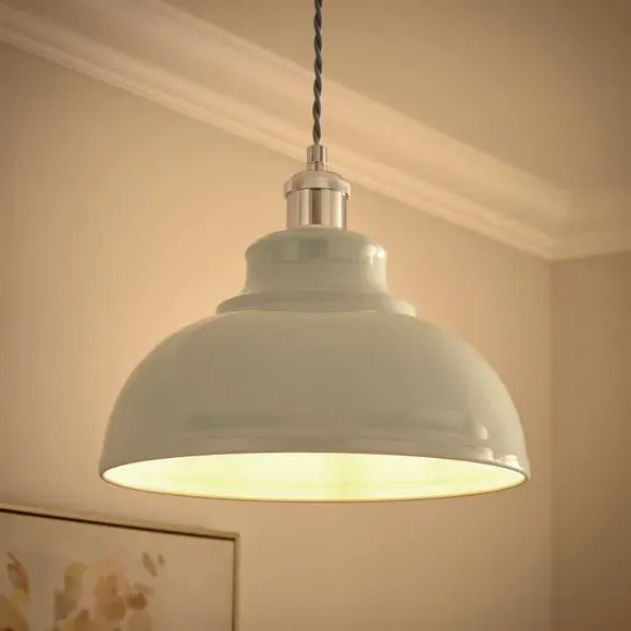 Dome Pendant Shade Easy Fit - Pale Blue, Metal