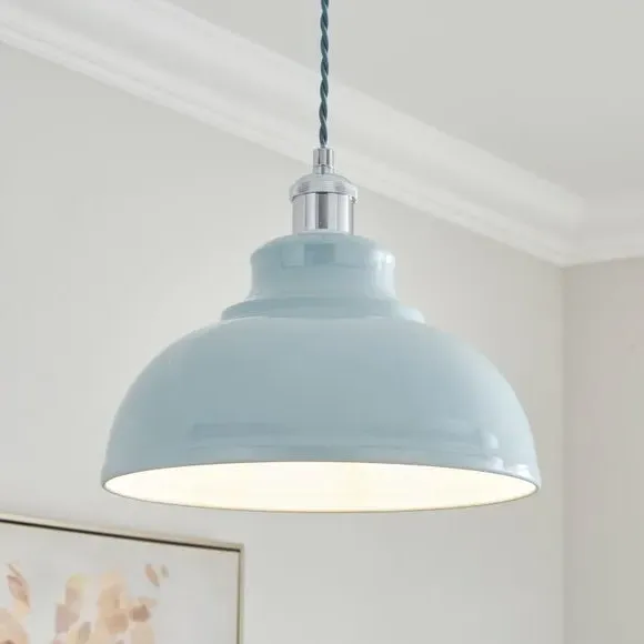 Dome Pendant Shade Easy Fit - Pale Blue, Metal
