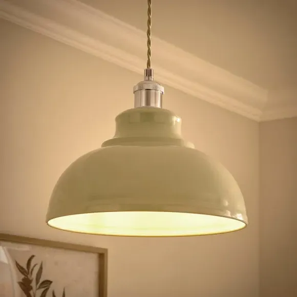 Dome Pendant Shade Easy Fit - Soft Olive, Metal