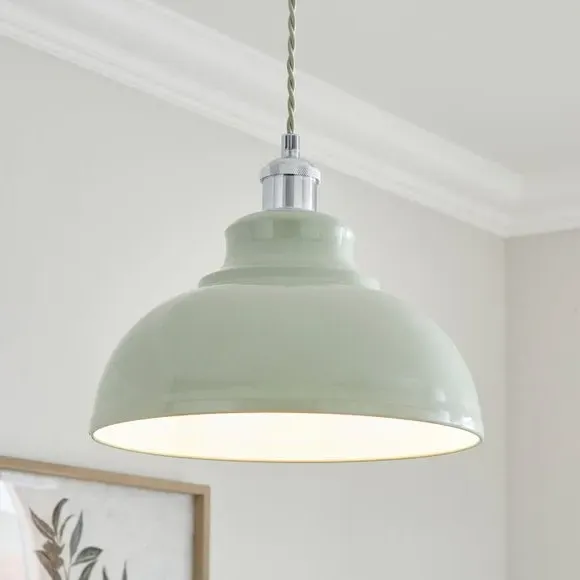 Dome Pendant Shade Easy Fit - Soft Olive, Metal