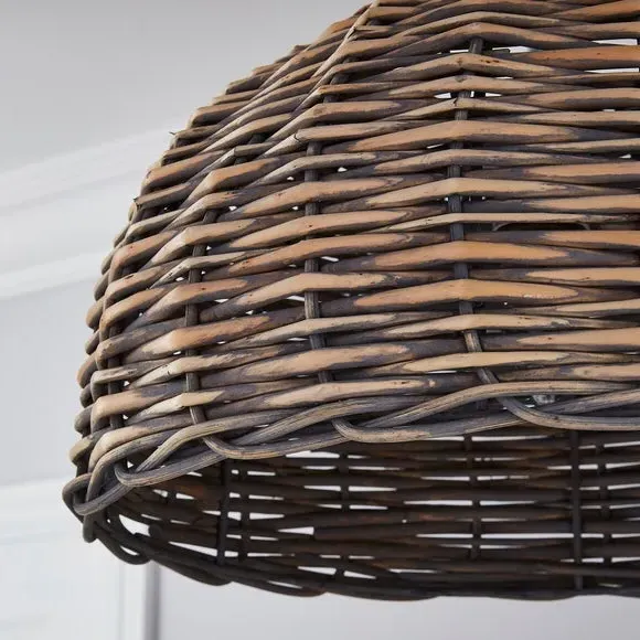 Domed Pendant Shade Easy Fit - Grey, Wood