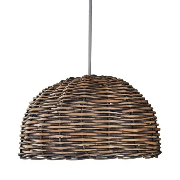 Domed Pendant Shade Easy Fit - Grey, Wood