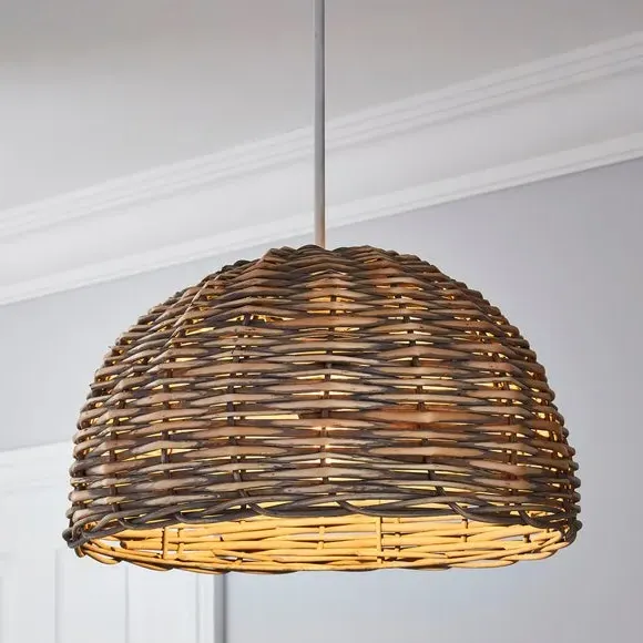 Domed Pendant Shade Easy Fit - Grey, Wood image