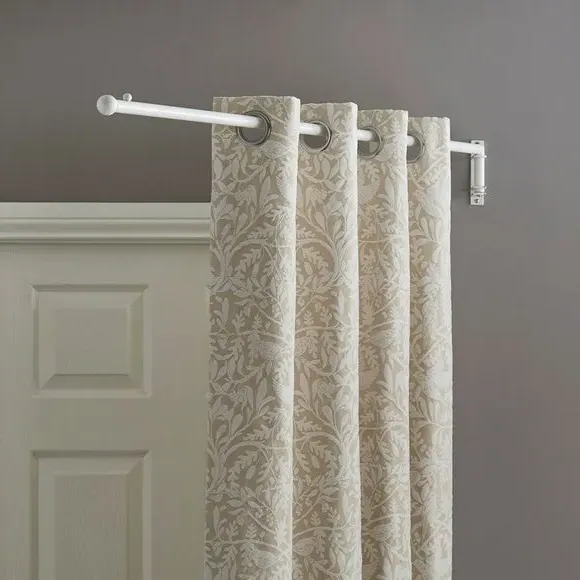Door Curtain Pole with Ball Finial - White, Metal