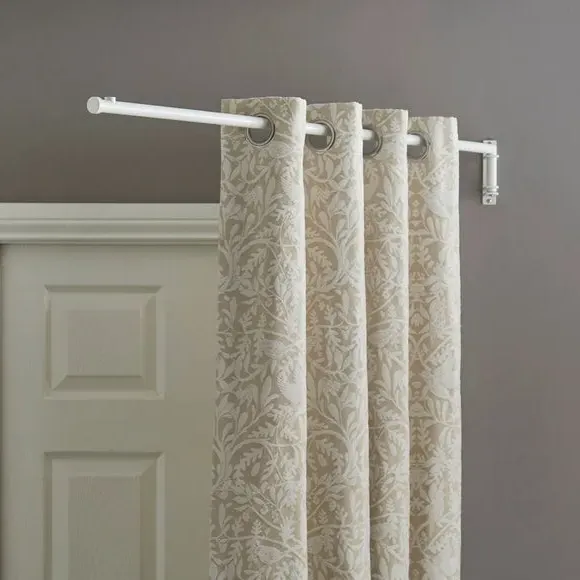 Door Curtain Pole with Stud Finial - White, Metal