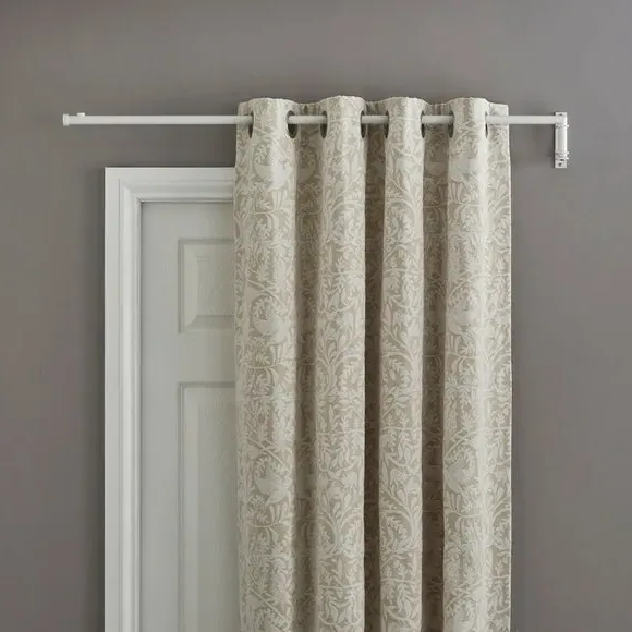 Door Curtain Pole with Stud Finial - White, Metal