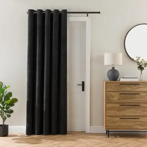Door Curtain with Blackout Coating - Black