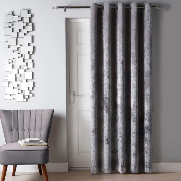 Door Curtain with Eyelets - Silver, Velour image