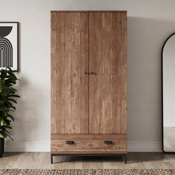 Double 1 Drawer Wardrobe - Pine, Wood Effect image
