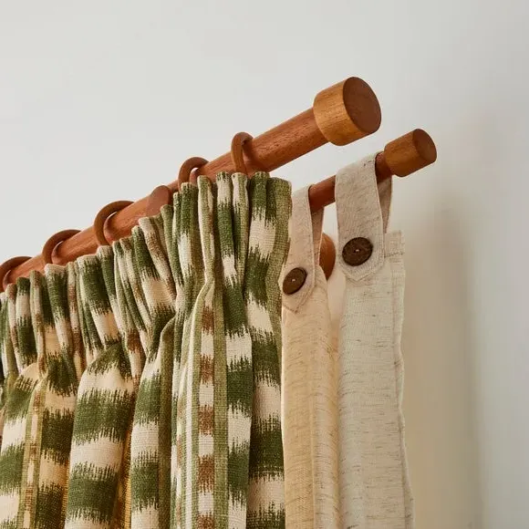 Double Curtain Pole with Eyelet - Dark Oak, Wood