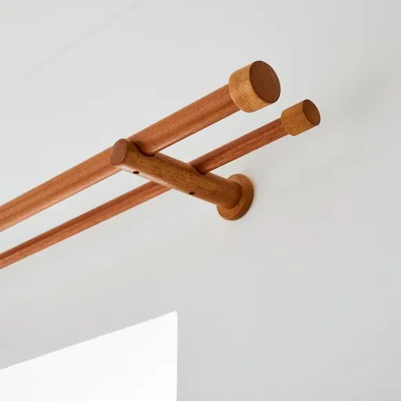 Double Curtain Pole with Eyelet - Dark Oak, Wood image