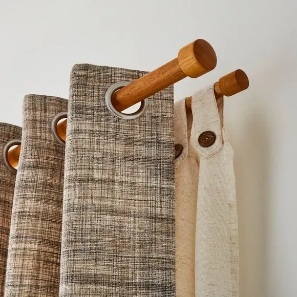Double Curtain Pole with Eyelet - Waxed Oak, Wood