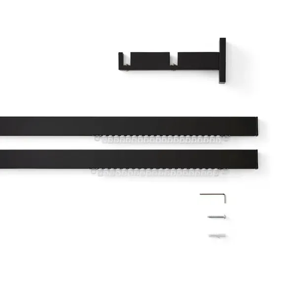 Double Curtain Track - Matt Black, Metal