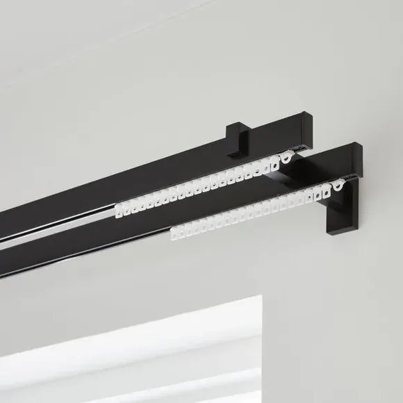 Double Curtain Track - Matt Black, Metal
