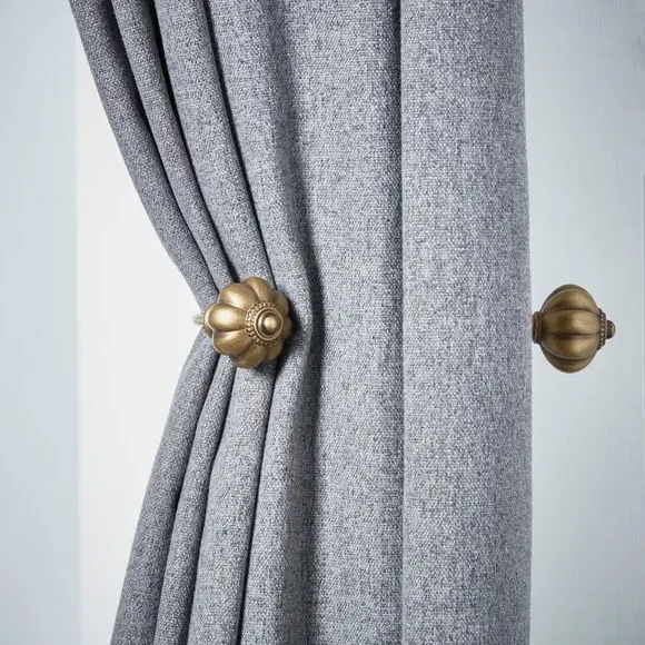 Double Layer Curtain Holdbacks Pair - Brass, Metal