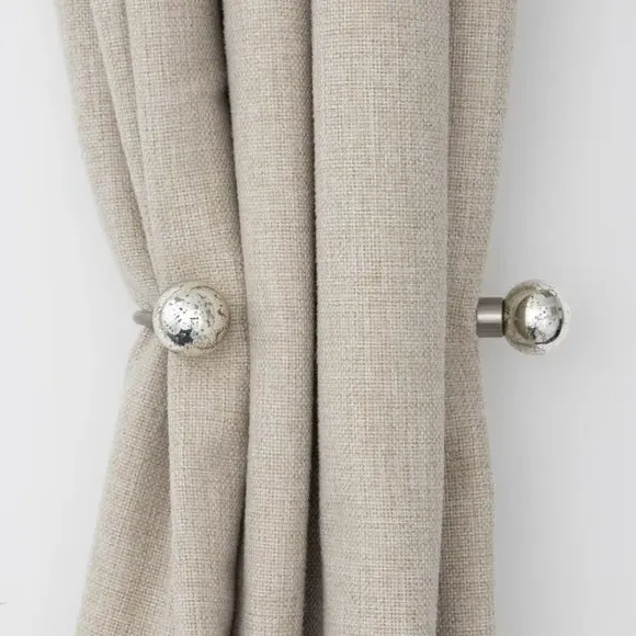 Double Layer Curtain Holdbacks - Satin Steel