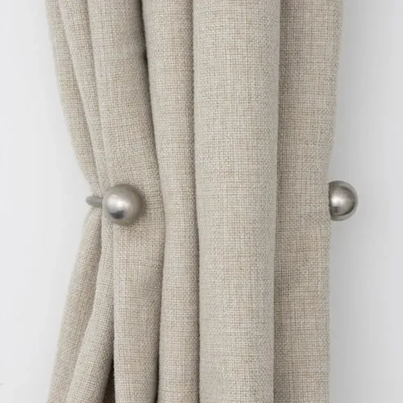 Double Layer Curtain Holdbacks - Satin Steel