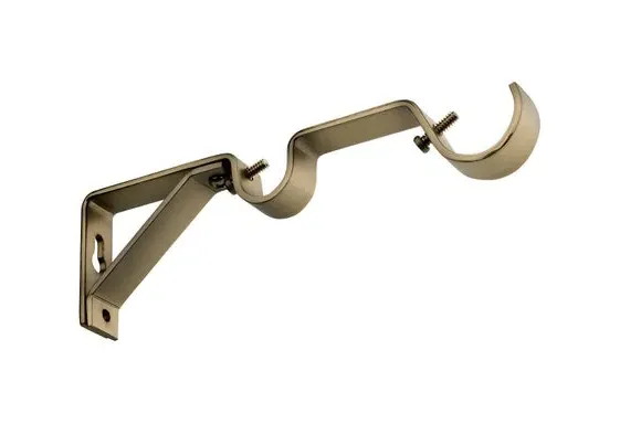 Double Layer Curtain Pole - Antique Brass, Metal