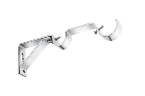 Double Layer Curtain Pole with Rings - Chrome, Metal