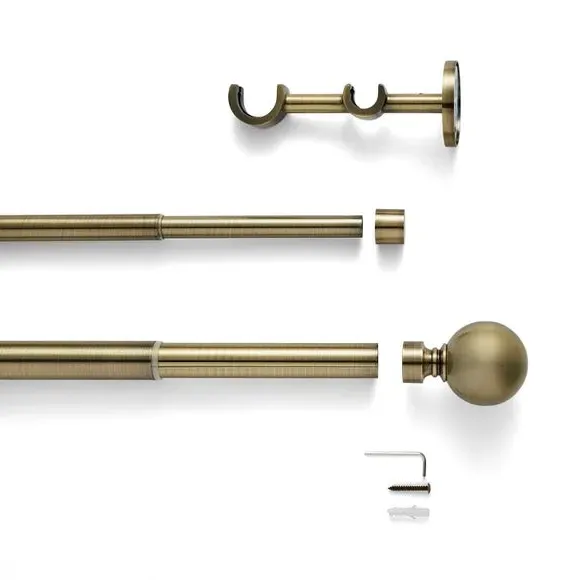 Double Layer Extendable Curtain Pole - Antique Brass