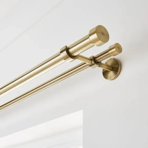 Double Layer Extendable Curtain Pole - Antique Brass, Metal image