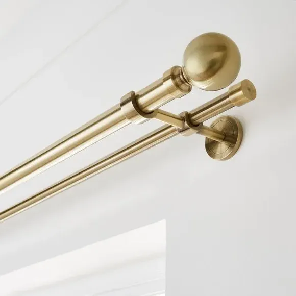 Double Layer Extendable Curtain Pole - Antique Brass image