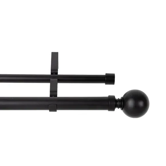 Double Layer Extendable Curtain Pole - Black, Metal