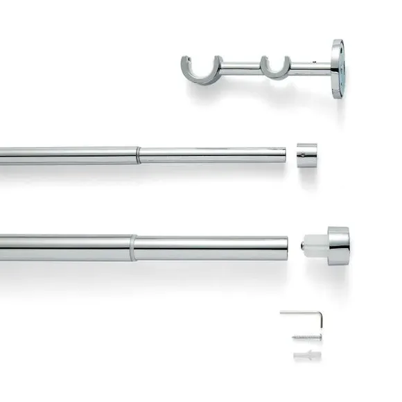Double Layer Extendable Curtain Pole - Chrome, Metal