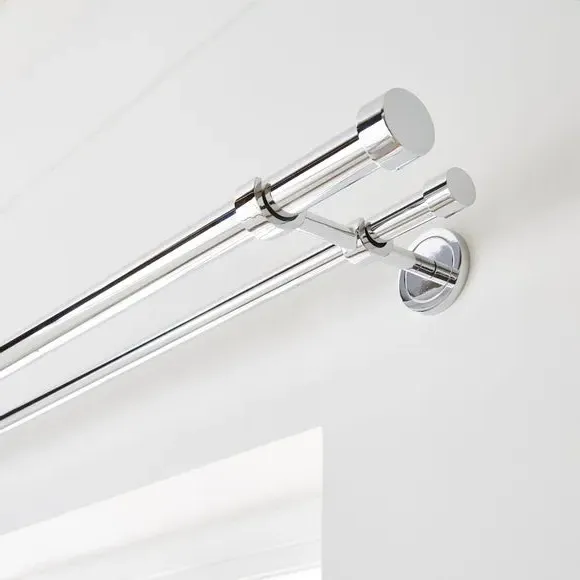 Double Layer Extendable Curtain Pole - Chrome, Metal