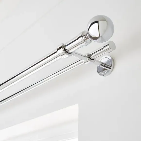 Double Layer Extendable Curtain Pole - Chrome