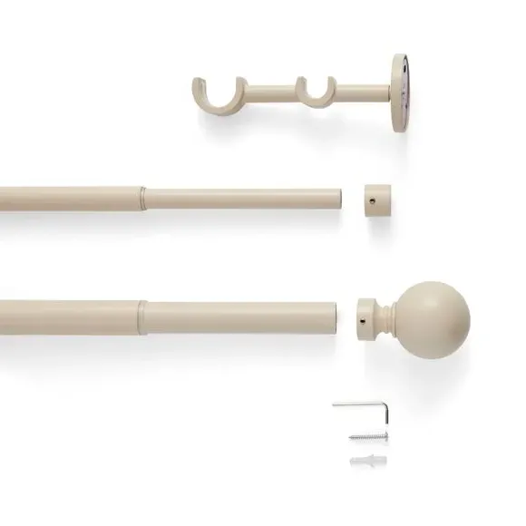 Double Layer Extendable Curtain Pole - Natural