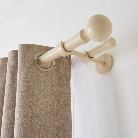 Double Layer Extendable Curtain Pole - Natural