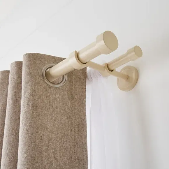 Double Layer Extendable Curtain Pole - Natural, Metal