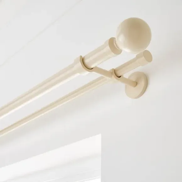 Double Layer Extendable Curtain Pole - Natural