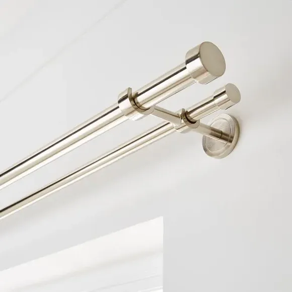 Double Layer Extendable Curtain Pole - Satin Steel, Metal