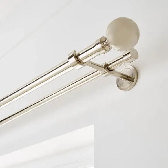 Double Layer Extendable Curtain Pole - Satin Steel