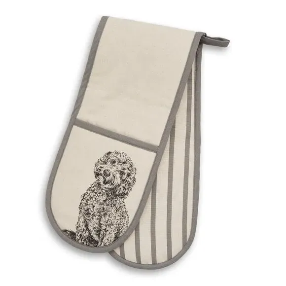Double Oven Glove Cockapoo Print - Natural Cotton