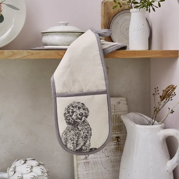 Double Oven Glove Cockapoo Print - Natural Cotton image