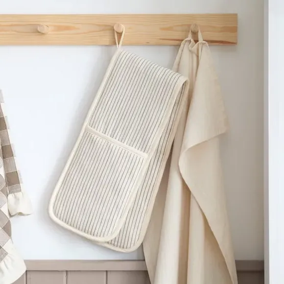 Double Oven Glove Striped - Natural, Cotton image