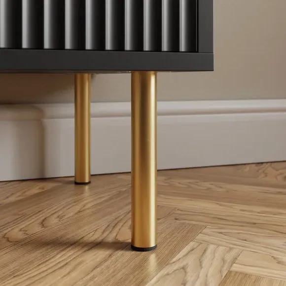 Double Pedestal Desk with Storage - Black, Wood