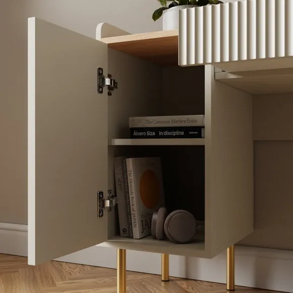 Double Pedestal Desk with Storage - Natural, Wood