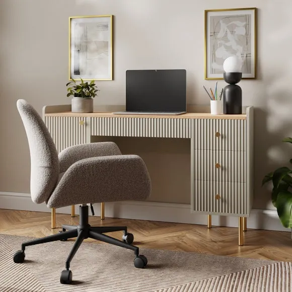 Double Pedestal Desk with Storage - Natural, Wood