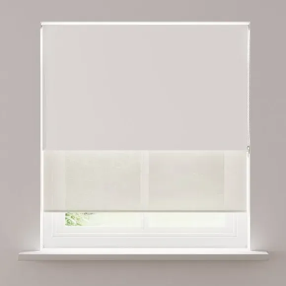 Double Roller Blind with Blackout - White