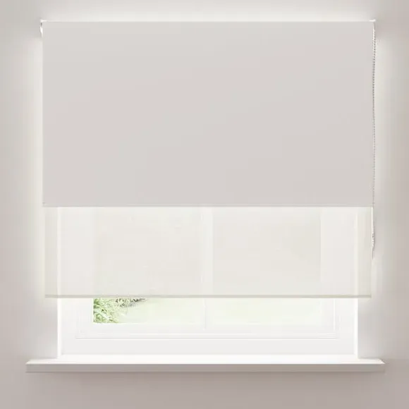 Double Roller Blind with Blackout - White