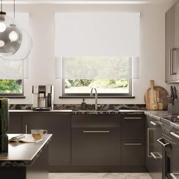 Double Roller Blind with Blackout - White