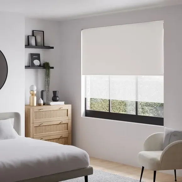 Double Roller Blind with Blackout - White