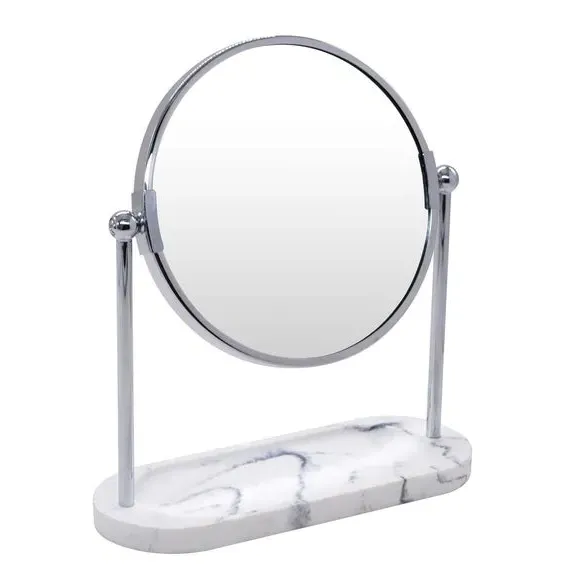 Double-Sided Dressing Table Mirror with Tray - White
