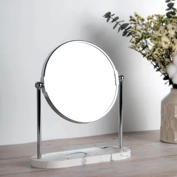 Double-Sided Dressing Table Mirror with Tray - White image