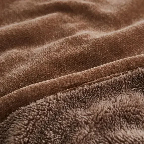 Double-Sided Throw Blanket - Mocha, Chenille