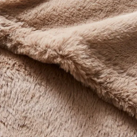 Double Sided Throw Blanket - Mocha, Faux Fur